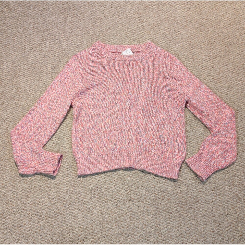 J. Crew Marled Crew Neck Sweater Womens Large Pink Chunky Knit Cotton